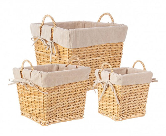 Cesta beige 26x26x26h, 35x35x30h, 44x44x36h