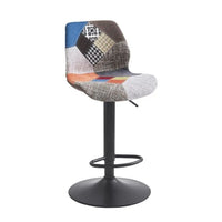 Sgabello Imalia in tessuto patchwork regolabile, gamba in metallo nero 106x40x50 cm