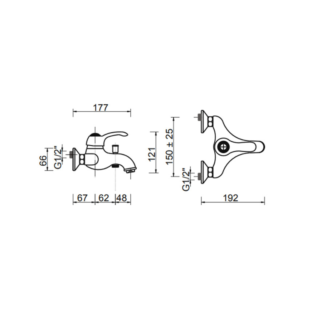 Miscelatore ottone antico Bologna vasca H12.1xL18xP19.2