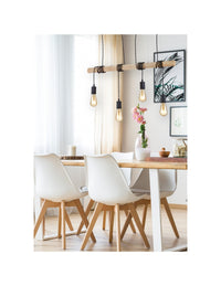 Sospensione Vintage Brody 4xE27 Nero Legno Trio Lighting