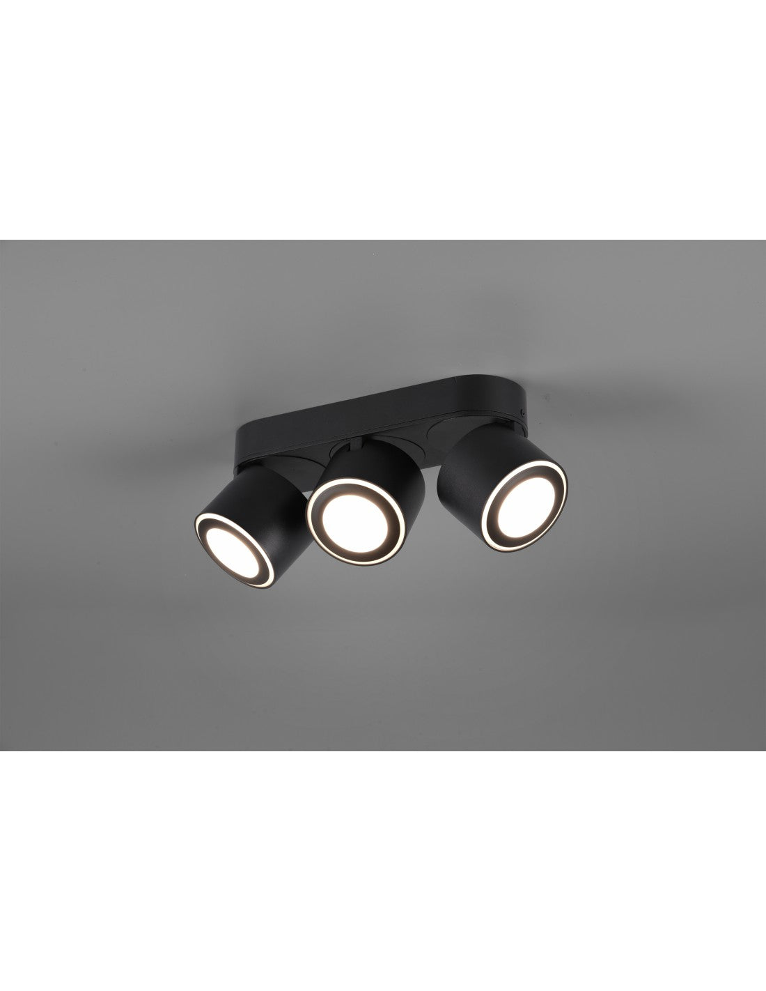 Plafone 3 Spot Led Doppia Emissione L27 cm Taurus Nero Trio Lighting