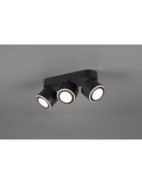 Plafone 3 Spot Led Doppia Emissione L27 cm Taurus Nero Trio Lighting