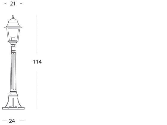 Lampada da terra in alluminio pressofuso con diffusori in vetro trasparente - Altezza max 210mm nero