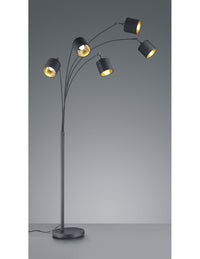 Piantana Tommy Nero 5xE14 Tessuto Nero-Oro H200 cm Trio Lighting