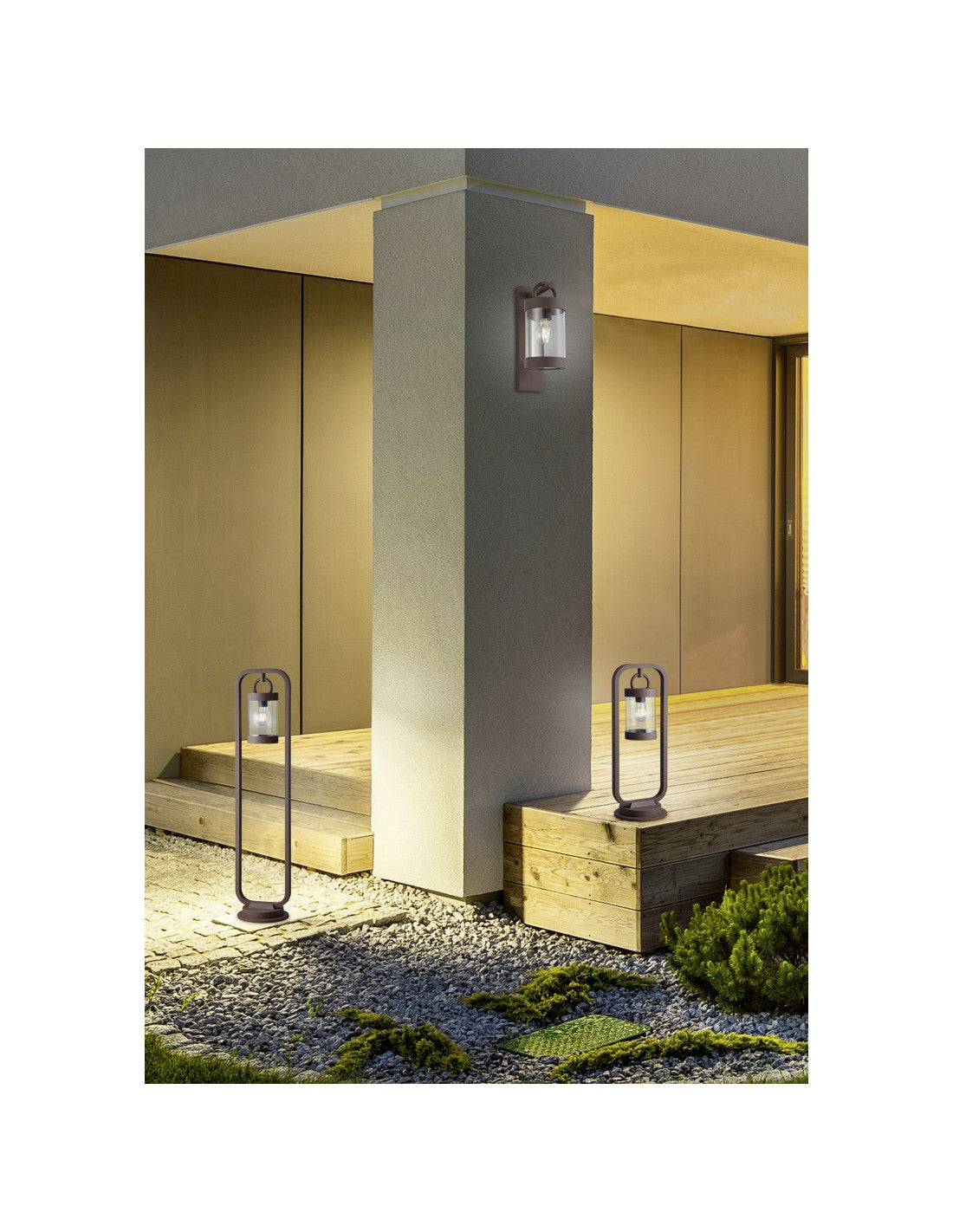Palo Da Esterno Sambesi Ruggine H100 cm Sensore Crepuscolare IP44 Trio Lighting