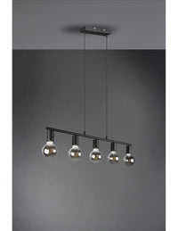 Sospensione 5xE27 Vannes Nero L82 cm Trio Lighting