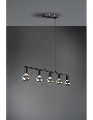 Sospensione 5xE27 Vannes Nero L82 cm Trio Lighting