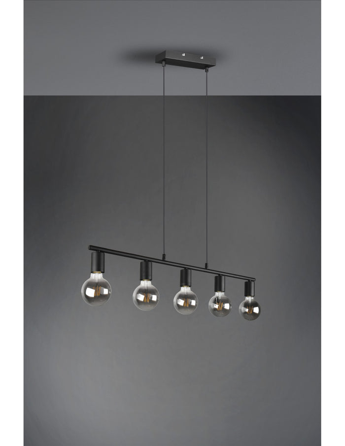 Sospensione 5xE27 Vannes Nero L82 cm Trio Lighting