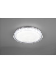 Thea plafoniera led diffusore bianco effetto stelle con bordo trasparente con rgb retro-illuminato e telecomando multifunzione d