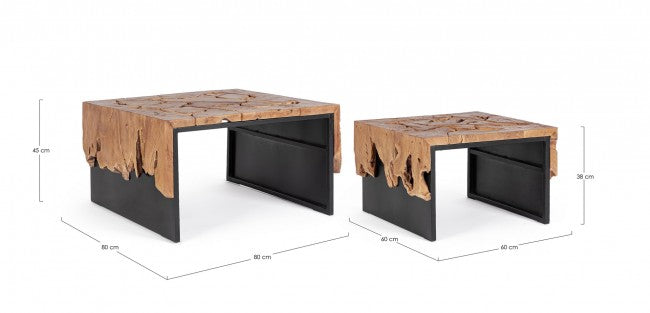Tavolino in legno 60x60x38 e 80x80x45