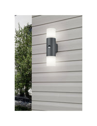 Applique Hoosic Biemissione 2xE27 Antracite Con Sensore Movimento H33 cm IP44 Trio Lighting