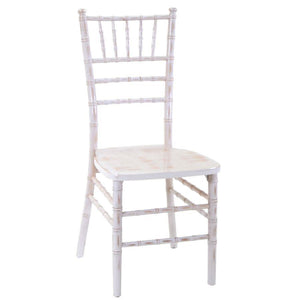 Sedia legno chiavari sbiancato con cuscino avorio cm 40x40h43-92