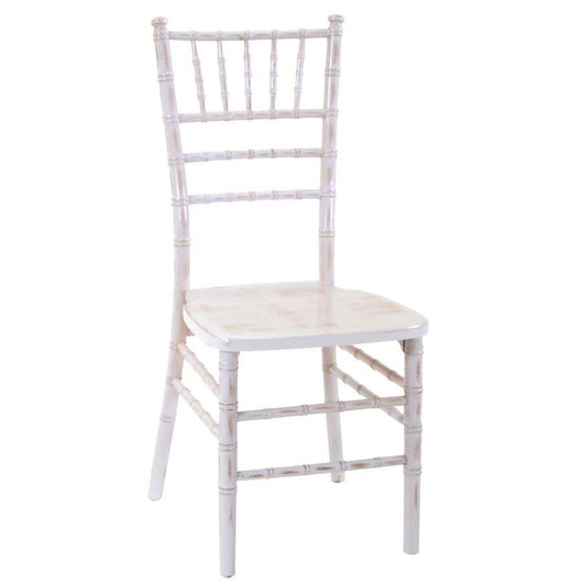 Sedia legno chiavari sbiancato con cuscino avorio cm 40x40h43-92