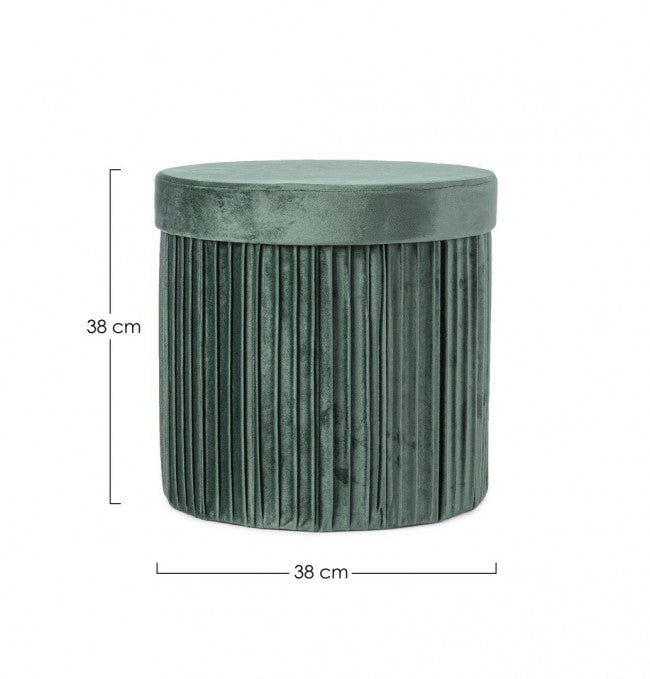 4x Pouf in velluto verde 38a x 38b x 38h