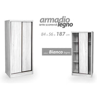 Armadio con ante scorrevoli bianco con doppio vano cm 84 x 56 x 187 h