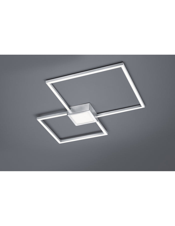 Plafoniera Hydra Doppio Quadrato Led 28w Nichel L65 cm Dimmerabile Trio Lighting