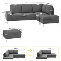 Divano angolare sinistro grigio 218x172x87