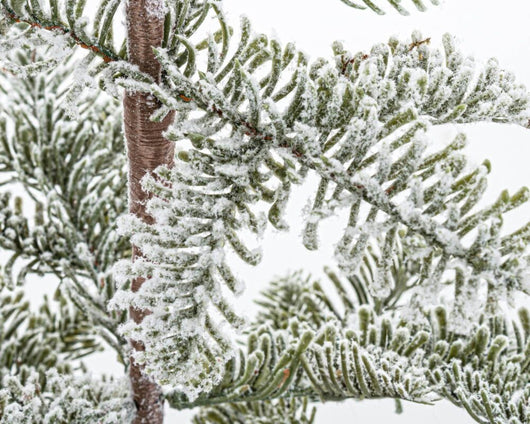 Decorazione pino innevato 85h in ferro e juta
