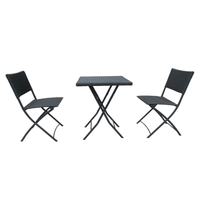 Set WRB015 Tavolo e sedie pieghevoli rattan nero EFFEZ