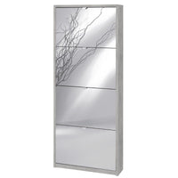 Scarpiera slim salvaspazio quattro ante a specchio Beton Cemento 63x18x h154 cm