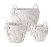 2x Set di ciotole bianche D.20,5x19h, D.30x25,5h, D.38,5x30h