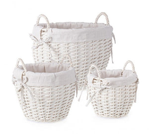 2x Set di ciotole bianche D.20,5x19h, D.30x25,5h, D.38,5x30h