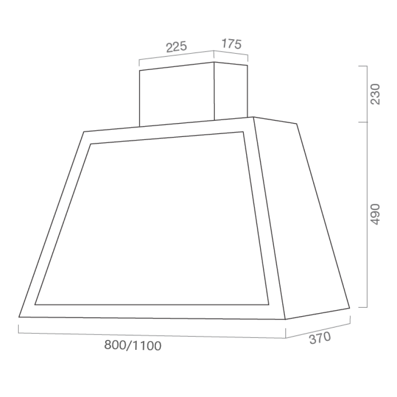 Cappa aspirante GARAGE LISCIO in acciaio inox silver cm 80