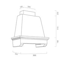 Cappa aspirante MEMORY in acciaio inox silver e cornice in legno cm 90