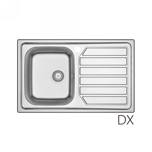 Lavello incasso acciaio inox 80x50 cm con gocciolatoio dx