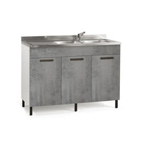 Sottolavello da cucina grigio cemento 3 ante reversibile Cm 120x50xH 85