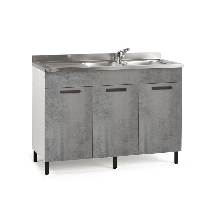 Sottolavello da cucina grigio cemento 3 ante reversibile Cm 120x50xH 85