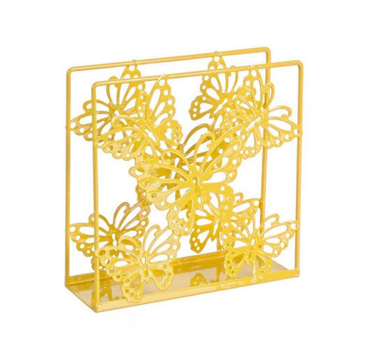 4x Porta tovaglioli farfalla giallo 14x5x14h in metallo