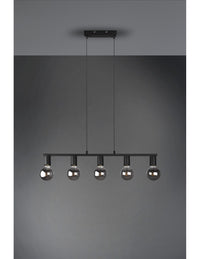 Sospensione 5xE27 Vannes Nero L82 cm Trio Lighting
