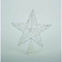 Puntale a stella per albero di natale con glitter Bianco e perline