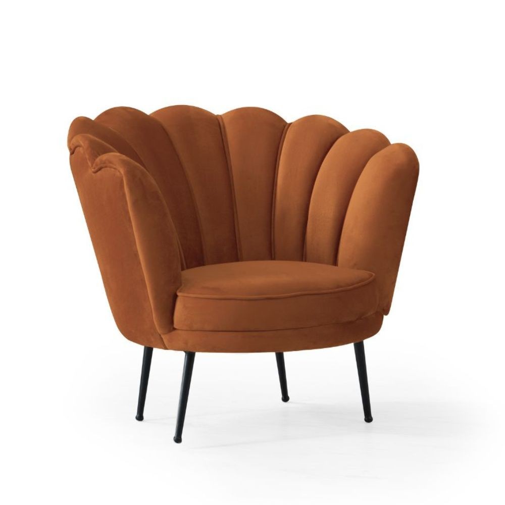 Poltrona Orel in velluto ruggine Milano 09 con piedini neri H75xL75xP80