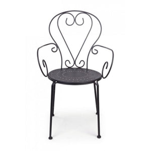 Sedia Da Giardino Con Braccioli In Acciaio Antracite Etienne 49X49X H89 Cm