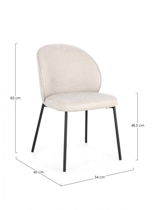 2x Sedia nero/beige 54x60x83h 48.5h1 in tessuto