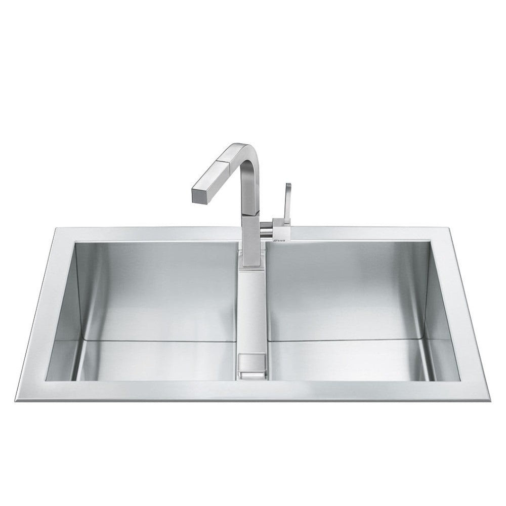 Lavello inox 86x50 cm con 2 vasche