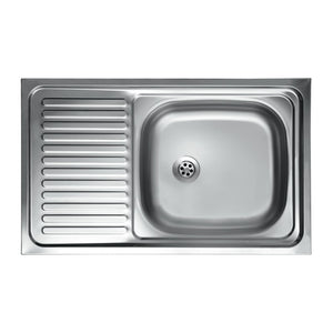 Lavello cucina vasca con gocciolatoio sx in acciaio da appoggio 50x80 cm(N216SX)