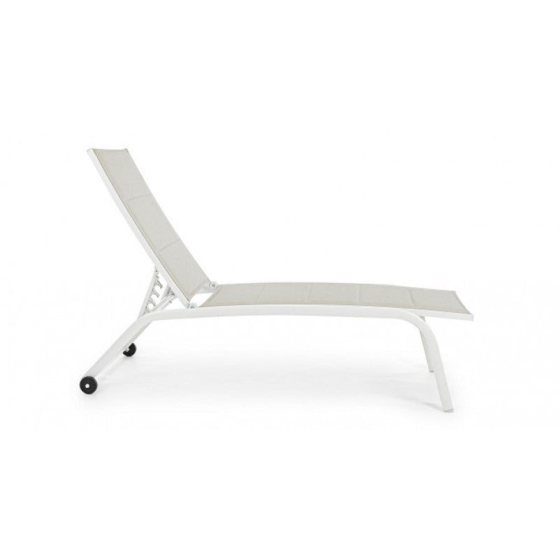 Lettino alto in alluminio bianco con ruote Cleopas