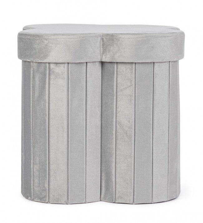 4x Pouf grigio in velluto 40x40x40
