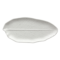 Piatto foglia allungato grande 36,5x17x2,5 cm Zelda Stoneware grigio