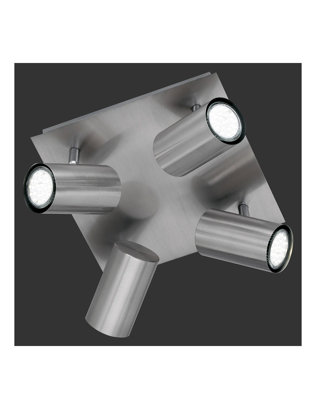 Lampada Soffitto Quadrata 4 Faretti Orientabili Marley Nichel Trio Lighting