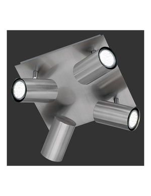 Lampada Soffitto Quadrata 4 Faretti Orientabili Marley Nichel Trio Lighting