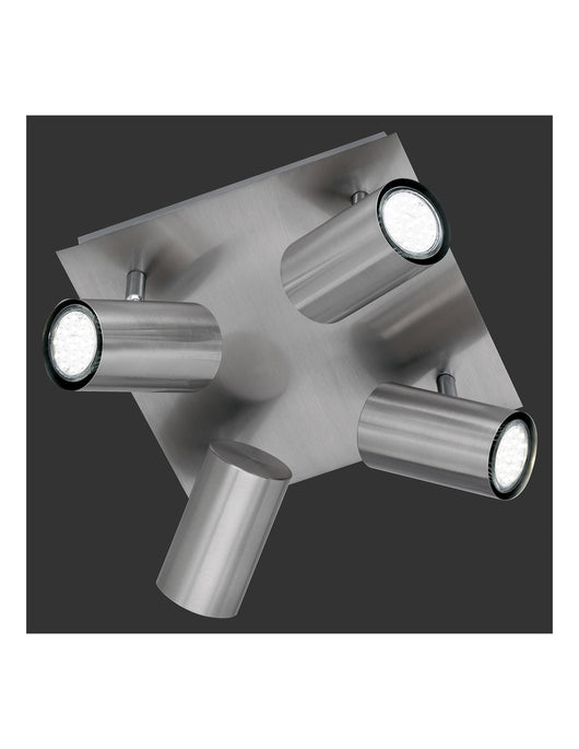 Lampada Soffitto Quadrata 4 Faretti Orientabili Marley Nichel Trio Lighting