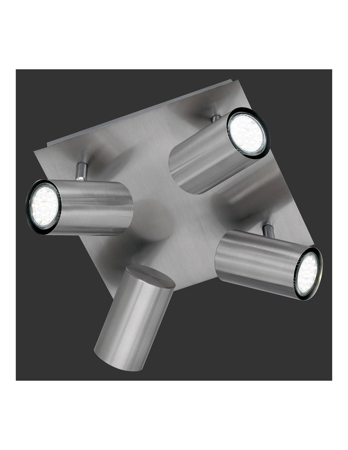 Lampada Soffitto Quadrata 4 Faretti Orientabili Marley Nichel Trio Lighting