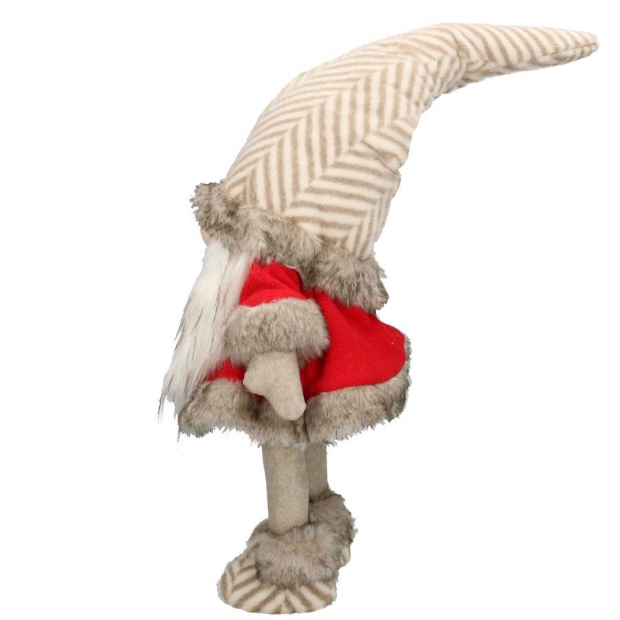 Pupazzo tessuto gnomo grigio rosso cm35x25h90