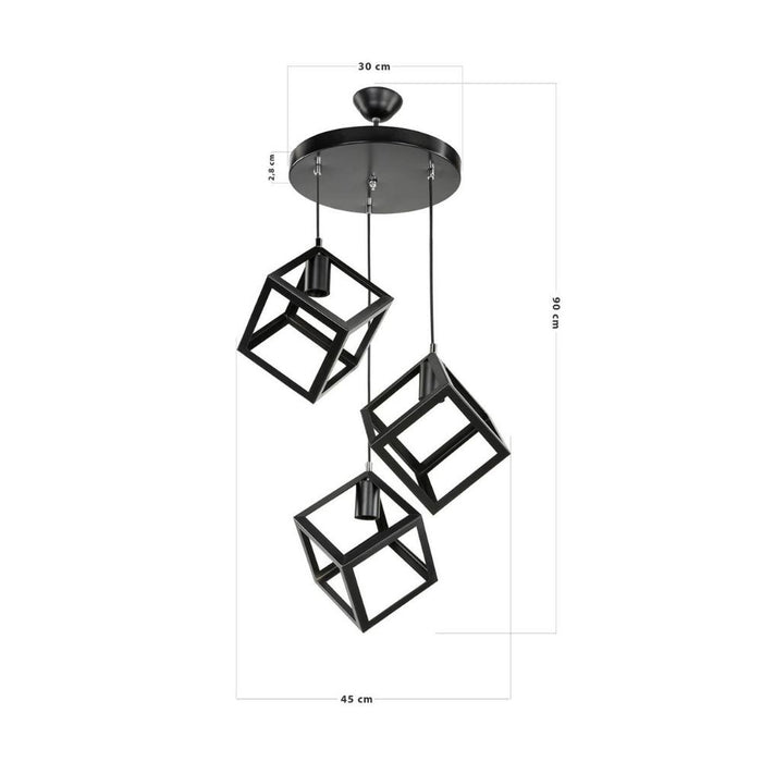 Lampada a sospensione  Agatha MDL3790 3 cubi nero EFFEZ