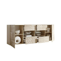 (3c) Madia 2 ante 4 cassetti in finitura rovere serigrafato L.241 P.42 H.84 cm(JASNAM2A4CRS)