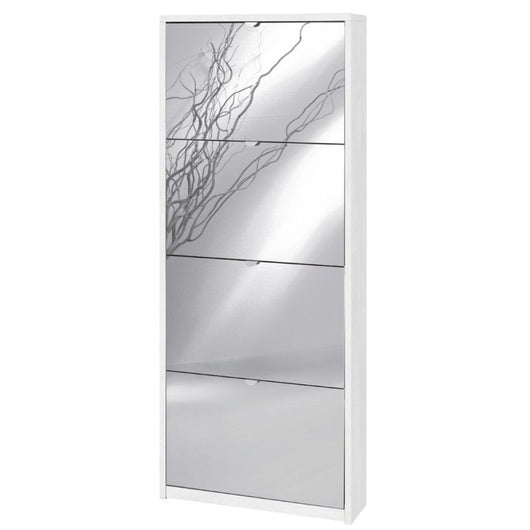 Scarpiera slim salvaspazio quattro ante a specchio Bianco Ossido 63x18x h154 cm